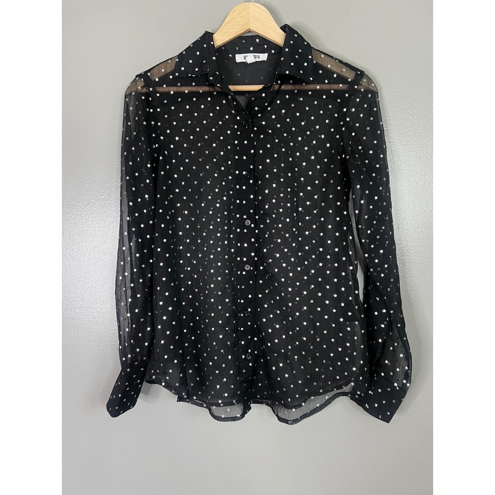 B B Dakota star all over print button down shirt artsy goth moody whimsical